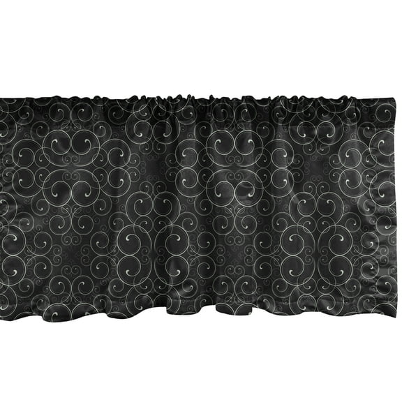 Ambesonne Abstract Window Valance, Modern Curvy Lines Art, 54" X 18", Charcoal Grey and White