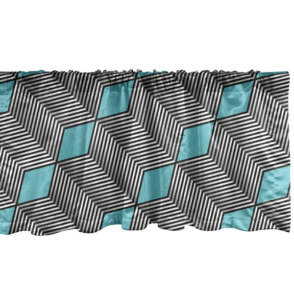 Ambesonne Abstract Window Valance, Modern Diagonal Zigzags, 54" X 12", Seafoam Grey