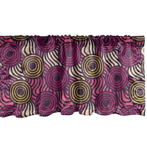 Ambesonne Abstract Window Valance, Modern Doodle Style Geometric Pattern with Circles and Waves, Curtain Valance for Kitchen Bedroom Decor with Rod Pocket, 54" X 18", Multicolor
