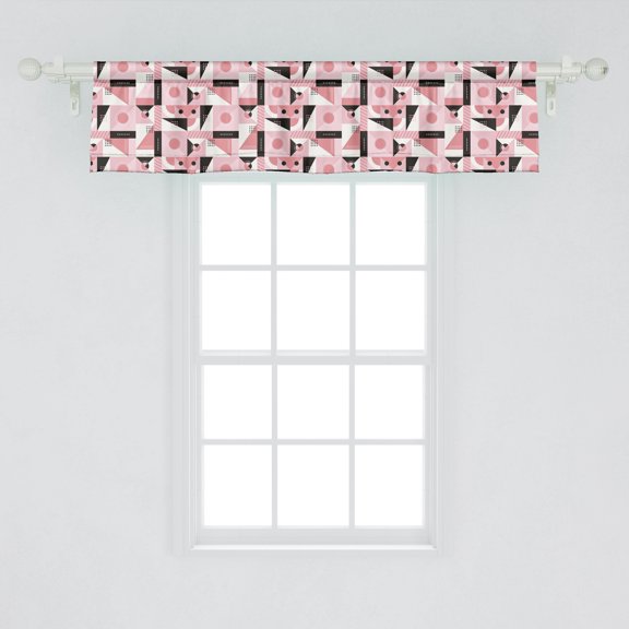 Ambesonne Abstract Window Valance, Modern Geometrical Motif with Triangles Rounds and Dots, Curtain Valance for Kitchen Bedroom Decor with Rod Pocket, 54" X 12", Charcoal Grey Rose