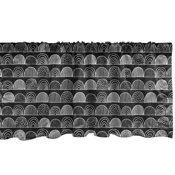 Ambesonne Abstract Window Valance, Modern Half Circles Art, 54" X 18", Charcoal Grey White