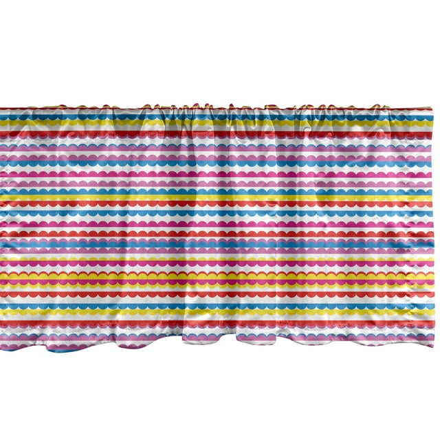 Ambesonne Abstract Window Valance, Modern Horizontal Line Art, 54" X 12", Multicolor