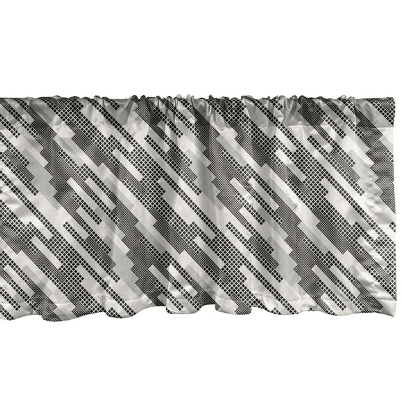 Ambesonne Abstract Window Valance, Modern Squares Stripes, 54" X 12", Cream Pale Grey Black
