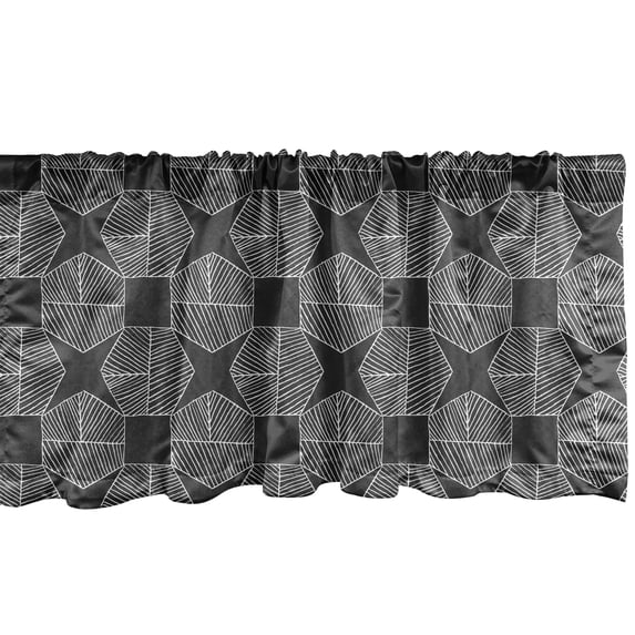 Ambesonne Abstract Window Valance, Modernistic Hatched Shapes, 54" X 18", Grey White