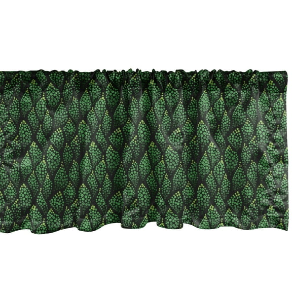 Ambesonne Abstract Window Valance, Monochrome Dotted Leaves, 54" X 12", Dark Green Emerald