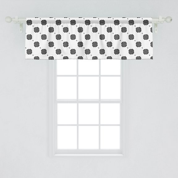 Ambesonne Abstract Window Valance, Monochrome Illustration of Celtic Like Knots on a Plain Background, Curtain Valance for Kitchen Bedroom Decor with Rod Pocket, 54" X 18", Charcoal Grey and White