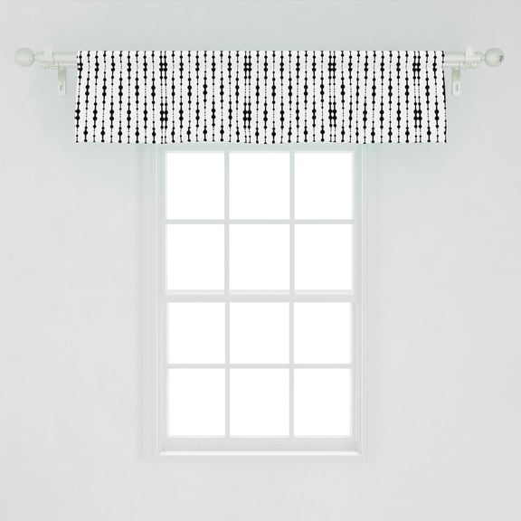 Ambesonne Abstract Window Valance, Monochrome Lines and Dots Abstract Image with Geometrical Elements Oval Shapes, Curtain Valance for Kitchen Bedroom Decor with Rod Pocket, 54" X 12", Black White
