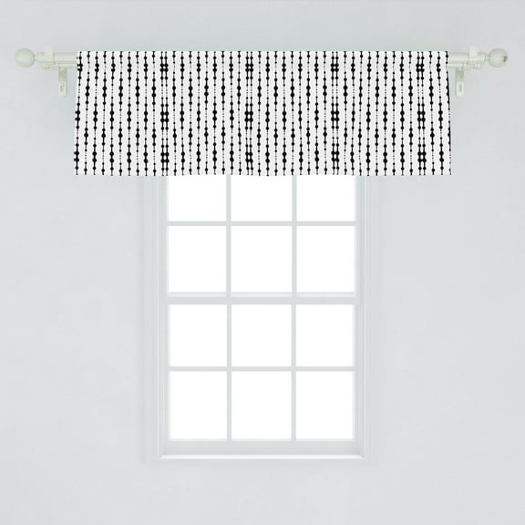 Ambesonne Abstract Window Valance, Monochrome Lines and Dots Abstract Image with Geometrical Elements Oval Shapes, Curtain Valance for Kitchen Bedroom Decor with Rod Pocket, 54" X 18", Black White