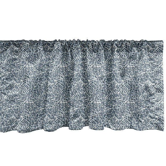 Ambesonne Abstract Window Valance, Mosaic Ocean Waves, 54" X 18", Dark Slate Blue White