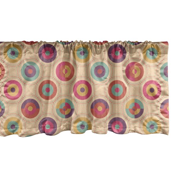 Ambesonne Abstract Window Valance, Nested Design of Circular Colorful Round Bands Modern Art, Curtain Valance for Kitchen Bedroom Decor with Rod Pocket, 54" X 12", Pastel Brown Multicolor