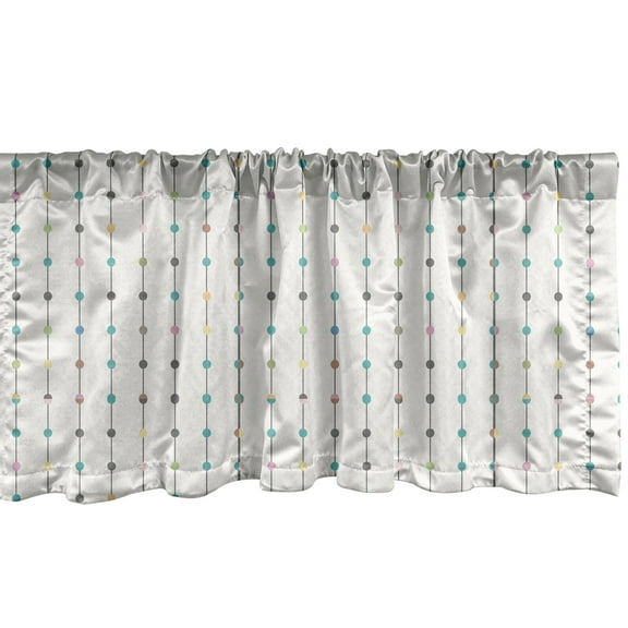 Ambesonne Abstract Window Valance, Nostalgic Squares on Lines, 54" X 12", Off White Multicolor