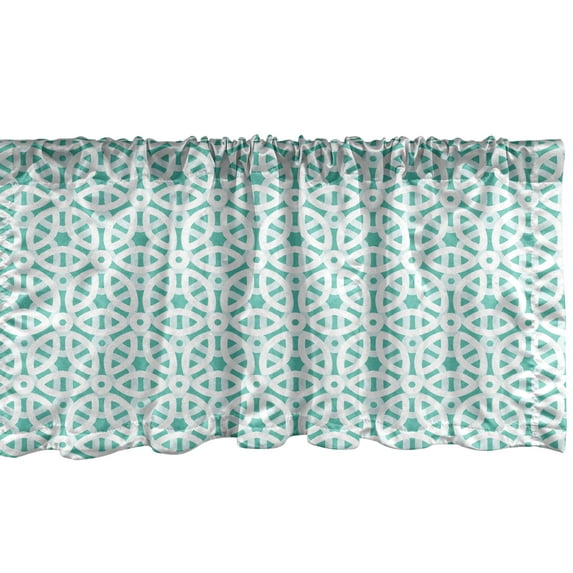 Ambesonne Abstract Window Valance, Oriental Tile Look Motifs, 54" X 12", Turquoise and White