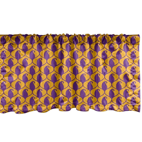 Ambesonne Abstract Window Valance, Paisley Inspired Vintage, 54" X 12", Violet and Pale Orange