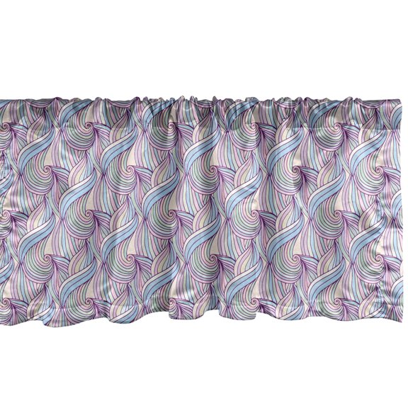Ambesonne Abstract Window Valance, Pastel Tone Doodle Waves, 54" X 12", Multicolor