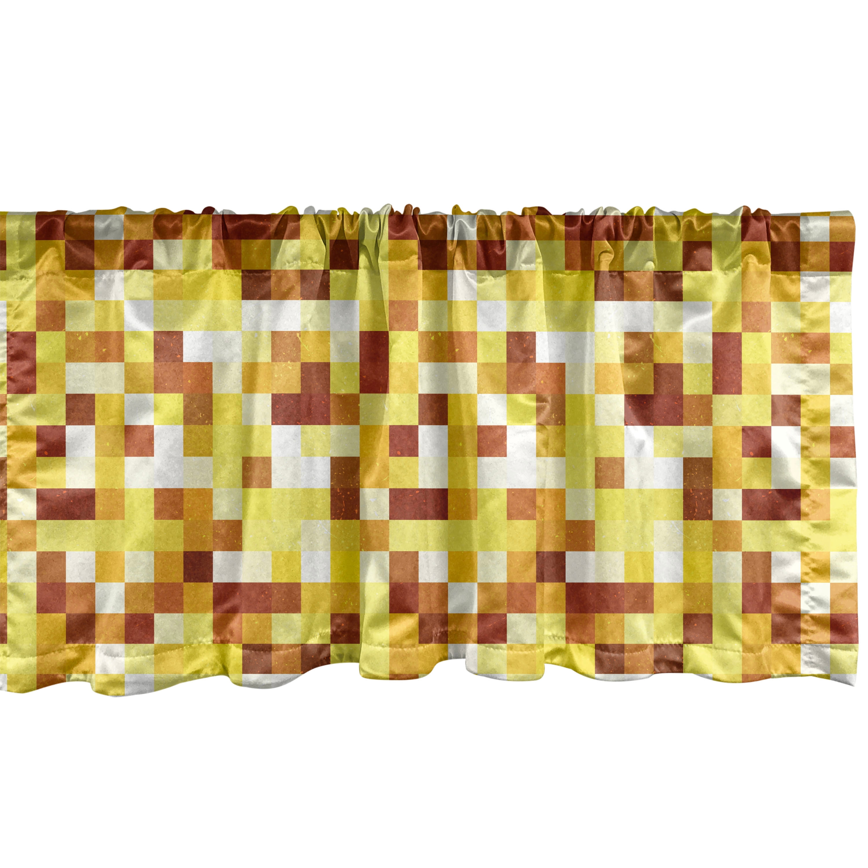 Ambesonne Abstract Window Valance, Pixel Art Grunge Squares, 42