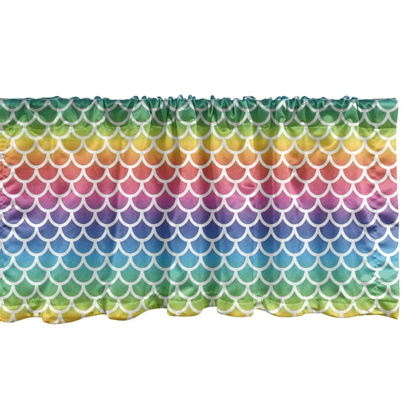 Ambesonne Abstract Window Valance, Rainbow Mermaid Tail Art, 54" X 18", Multicolor