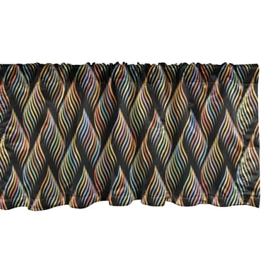 Ambesonne Abstract Window Valance, Rainbow Style Swirled Stripes Modern Artwork on a Dark Background, Curtain Valance for Kitchen Bedroom Decor with Rod Pocket, 54" X 18", Charcoal Grey Multicolor