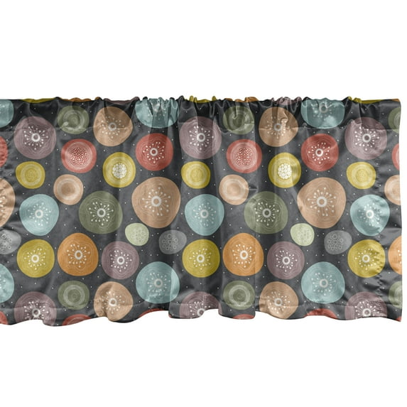 Ambesonne Abstract Window Valance, Random Pastel Tone Circles, 42" x 18", Dark Grey and Multicolor