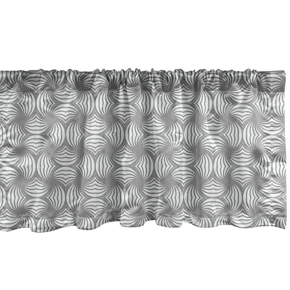 Ambesonne Abstract Window Valance, Repeating Geometric Pattern Twisted Circle Stripes Contemporary Art Design, Curtain Valance for Kitchen Bedroom Decor with Rod Pocket, 54" X 12", Taupe Grey White