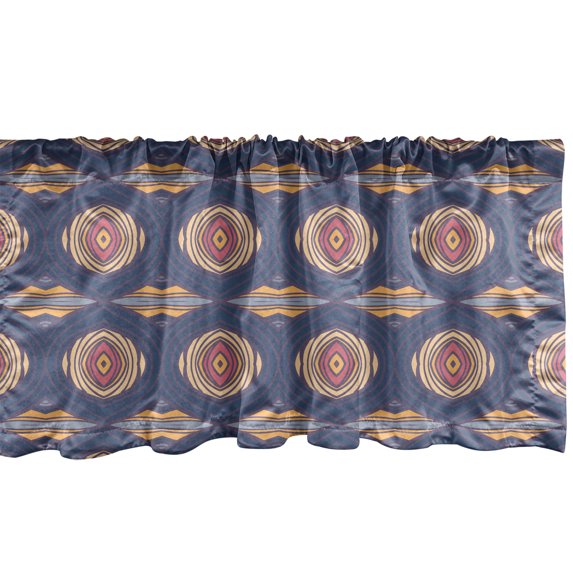 Ambesonne Abstract Window Valance, Repeating Motley Pattern with Novelty Themed Unusual Motif Colorful Illustration, Curtain Valance for Kitchen Bedroom Decor with Rod Pocket, 54" X 18", Multicolor