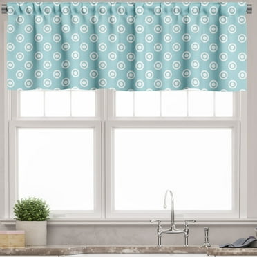 Ambesonne Abstract Window Valance, Retro Button, 54" X 18", Pale Blue White