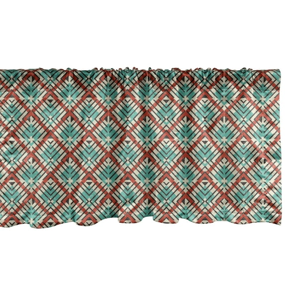 Ambesonne Abstract Window Valance, Retro Geometric Pattern, 54" X 12", Seafoam Vermilion