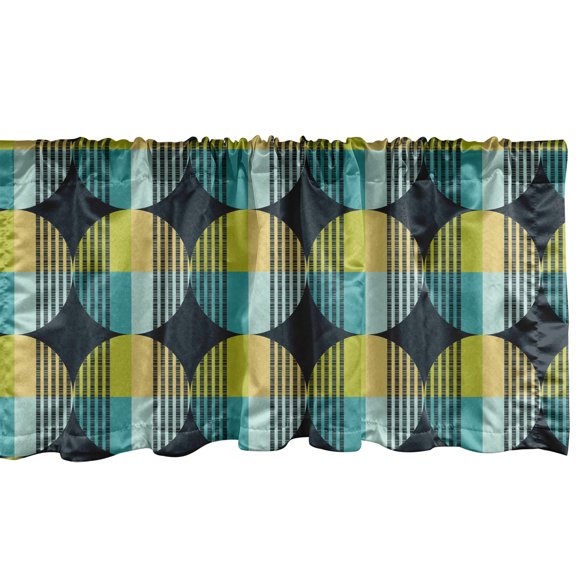 Ambesonne Abstract Window Valance, Retro Rounds Illustration, 42" x 12", Multicolor