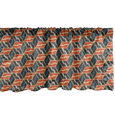 Ambesonne Abstract Window Valance, Rhombuses Hexagons, 54" X 18", Multicolor