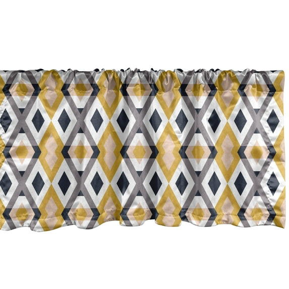 Ambesonne Abstract Window Valance, Rhombuses Infinity, 42" x 12", Earth Yellow Taupe Grey