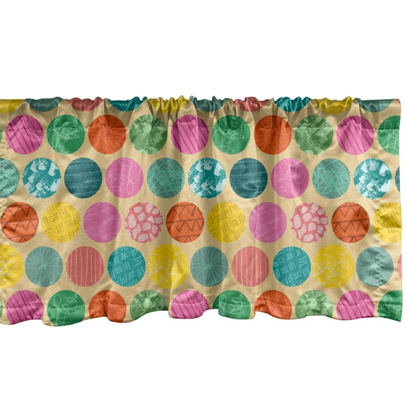 Ambesonne Abstract Window Valance, Rhythmic Colorful Circles, 54" X 18", Pale Teal Pink