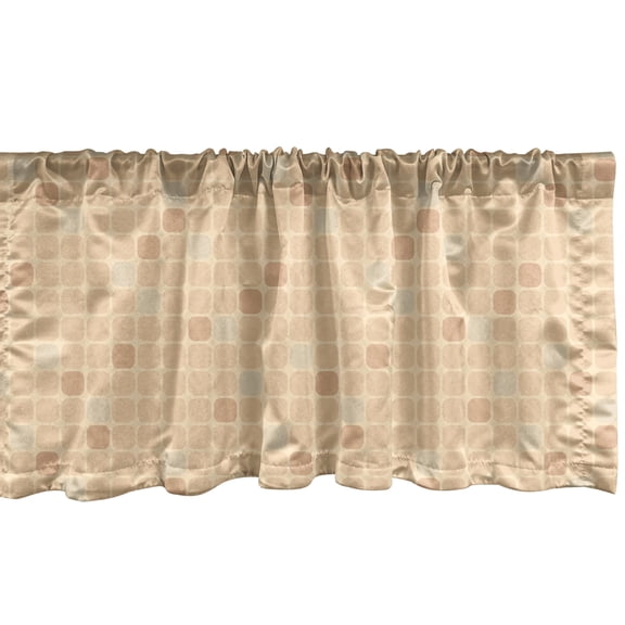 Ambesonne Abstract Window Valance, Rhythmic Rounded Squares, 42" x 12", Champagne Beige