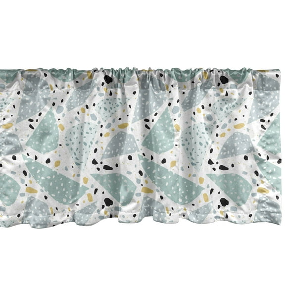 Ambesonne Abstract Window Valance, Scattered Cluttered Layout of Irregular Shapes Dotted Motifs Pattern, Curtain Valance for Kitchen Bedroom Decor with Rod Pocket, 54" X 18", Pale Seafoam and White