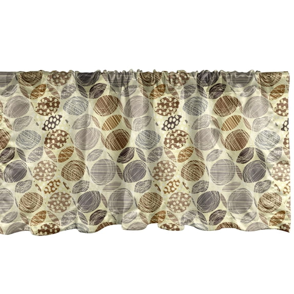 Ambesonne Abstract Window Valance, Scribble Circles Polka Dot, 54" X 12", Cream Multicolor