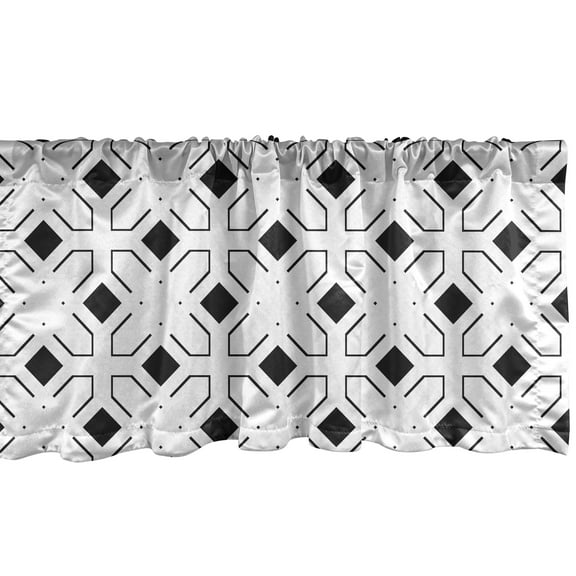 Ambesonne Abstract Window Valance, Simplistic Dots and Lines, 54" X 18", Charcoal Grey and White