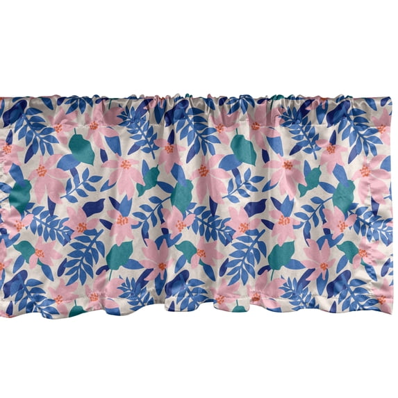 Ambesonne Abstract Window Valance, Soft Exotic Flower Leaves, 54" X 18", Pale Rose Multicolor