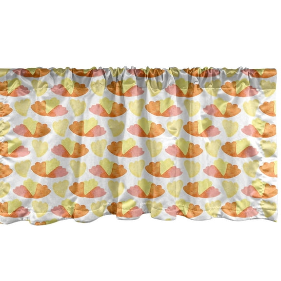 Ambesonne Abstract Window Valance, Summer Tone Demonstration with Floral Inspired Cloudy Soft Motifs, Curtain Valance for Kitchen Bedroom Decor with Rod Pocket, 54" X 12", Apricot and Pale Yellow