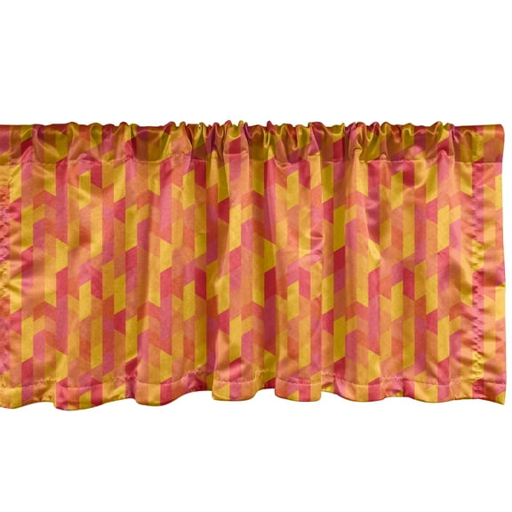 Ambesonne Abstract Window Valance, Summer Tone Design Motifs, 42" x 12", Mustard Vermilion Coral