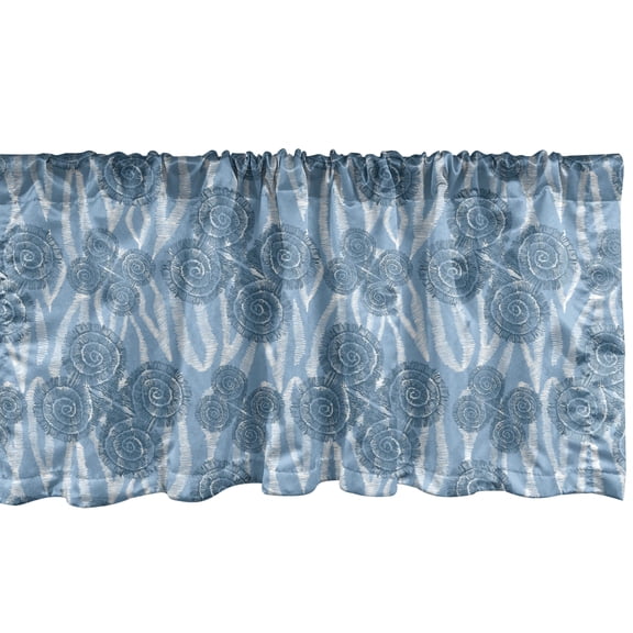 Ambesonne Abstract Window Valance, Swirling Roots Sketchy Art, 42" x 18", Slate Blue and White