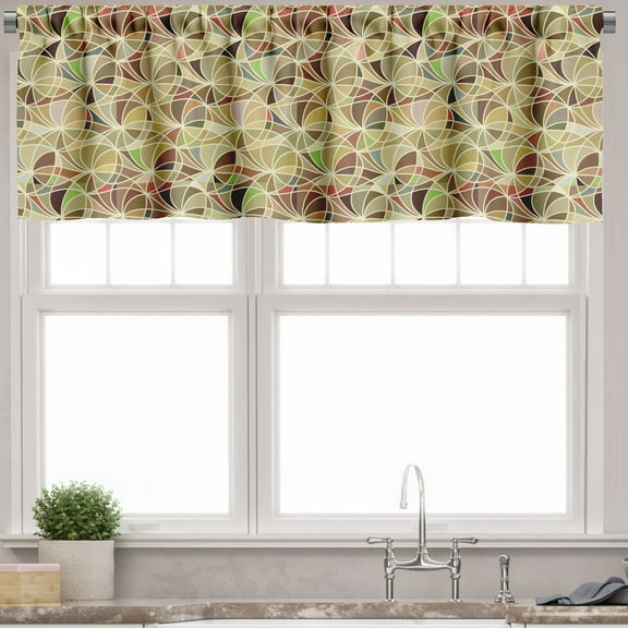 Ambesonne Abstract Window Valance, Swirly Entangled Lines, 54" X 12", Multicolor
