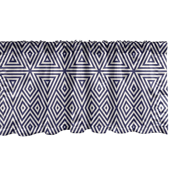Ambesonne Abstract Window Valance, Symmetric Triangles, 54" X 12", Indigo Cream