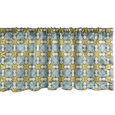 Ambesonne Abstract Window Valance, Tile Like Vintage Motif Continuous Pattern, Curtain Valance for Kitchen Bedroom Decor with Rod Pocket, 54" X 12", Seafoam Yellow Green