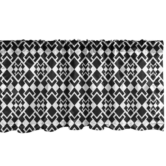 Ambesonne Abstract Window Valance, Triangle Shapes Geometric, 54" X 18", Black White