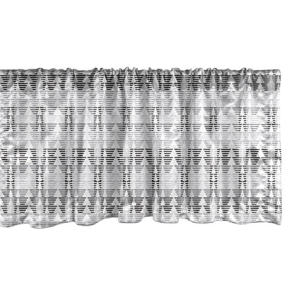 Ambesonne Abstract Window Valance, Triangular Stripes Pattern, 42" x 12", Dark Grey White Dimgray