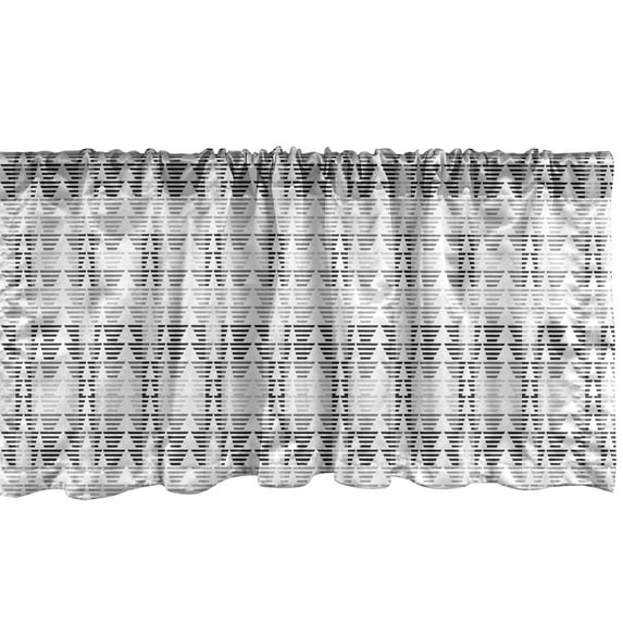 Ambesonne Abstract Window Valance, Triangular Stripes Pattern, 54" X 12", Dark Grey White Dimgray