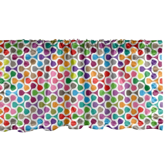 Ambesonne Abstract Window Valance, Trippy Crossed Linked Geometric Puzzle Style Ornamental Background Pattern, Curtain Valance for Kitchen Bedroom Decor with Rod Pocket, 54" X 18", Multicolor