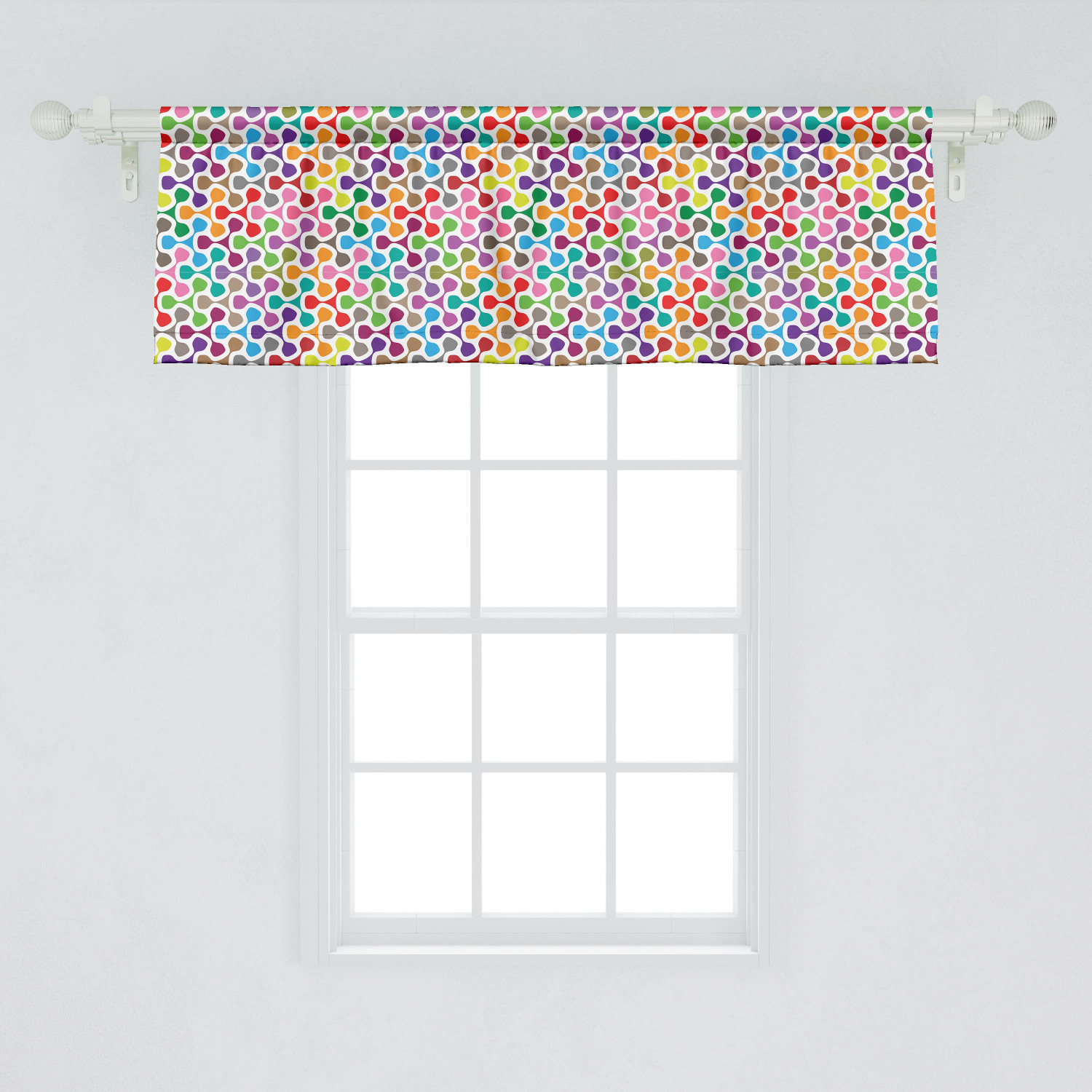 Ambesonne Abstract Window Valance, Trippy Crossed Linked Geometric