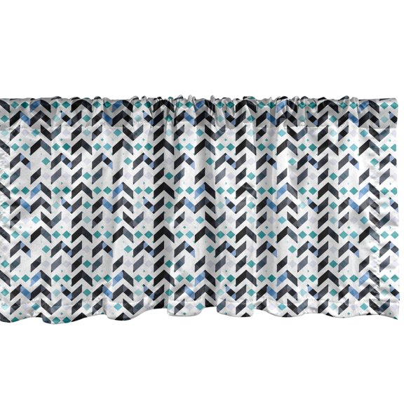 Ambesonne Abstract Window Valance, Trippy Zig Zag Chevron Herringbone Lines Background Contemporary Digital Design, Curtain Valance for Kitchen Bedroom Decor with Rod Pocket, 54" X 18", Multicolor