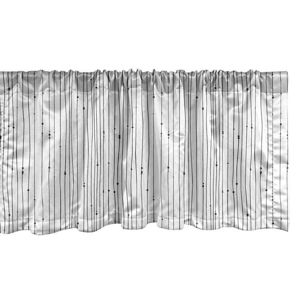 Ambesonne Abstract Window Valance, Uneven Stripes with Dots, 42" x 12", Charcoal Grey and White