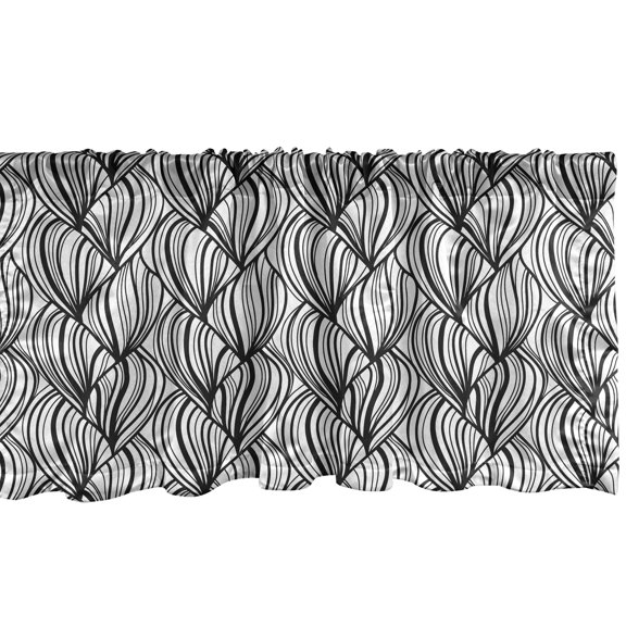 Ambesonne Abstract Window Valance, Vertical Curls Motif Art, 54" X 12", Charcoal Grey and White