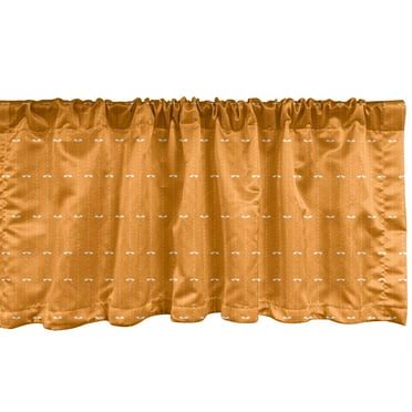 Ambesonne Abstract Window Valance, Vertical Dashes Raining, 54" X 18", Orange and White